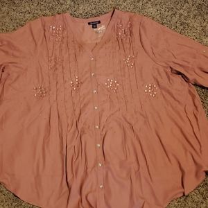 Roaman's 32W Tunic Embellished Desert Rose